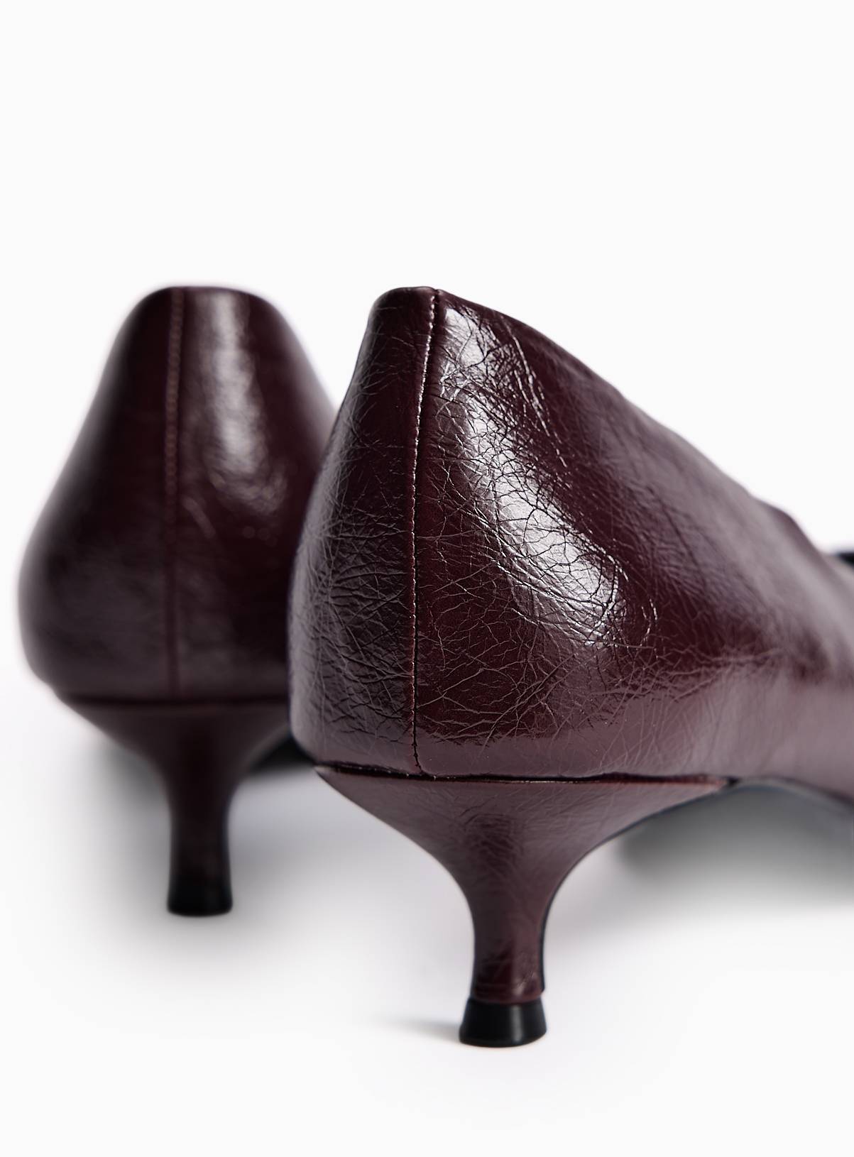 Dark Red Heeled  Pointed Court Shoes 4 - Image 4